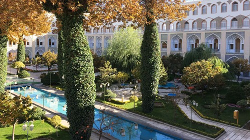 The courtyard of the Abbasi Hotel