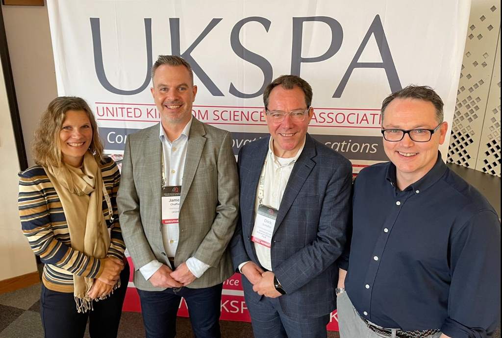 L-R Ebba Lund, James Chaffer of UKSPA and Dirk Shaefer and Mark Tock of UWSP