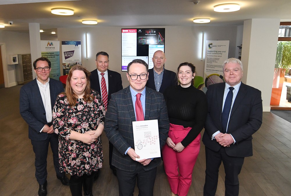 Mark Tock (centre) and the UWSP team with colleagues from Warwickshire County Council