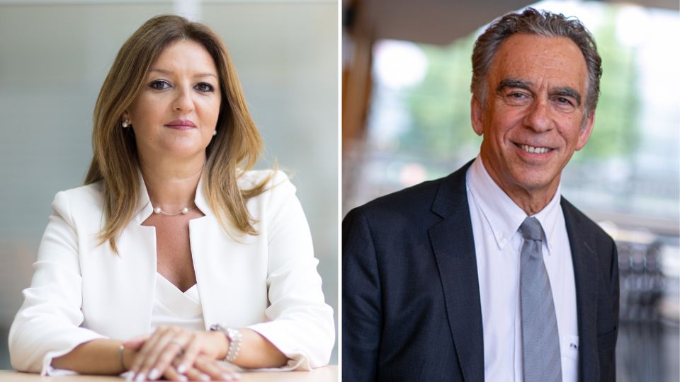 Incoming and outgoing president Lamiae Benmakhlouf and Jean-François Balducchi