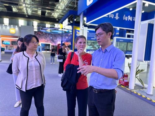 IASP CEO Ebba Lund with Mr Rui Guo and Mrs Yan Zhang at the Zhongguancan Exhibition Center