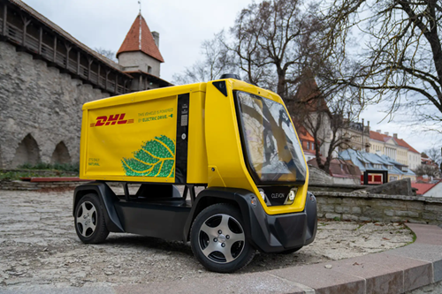 A Clevon robot courier in the Old Town