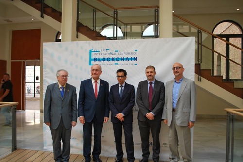 Luis Sanz (far right) with Felipe Romera and the Mayor of Malaga Francisco de la Torre