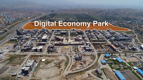 Aerial view of Pardis showing the site of the planned Digital Economy Park