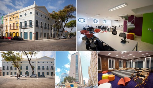 Historic facades and modern interiors in Porto Digital