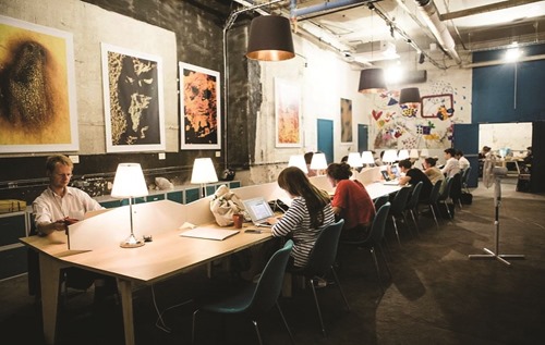 A coworking space at the incubator
