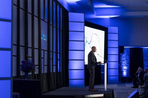 Abraham Lustgarten speaking at Ann Arbor SPARK's annual meeting