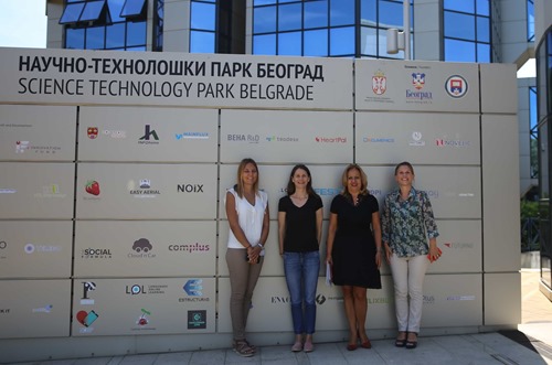 Ebba Lund with Gordana Grkovic, Jelena Petrović & Marija Mirkovic at Science Technology Park Belgrade 