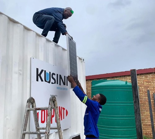 Solar panels to power a Kusini Water installation