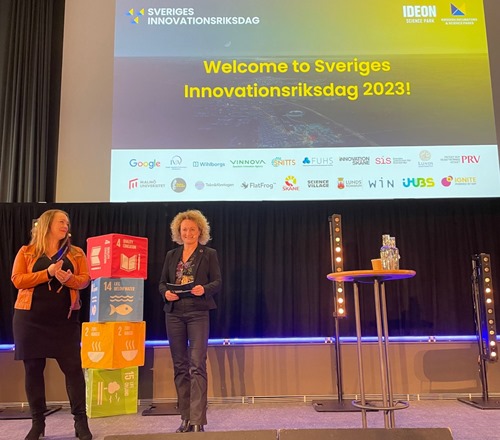 Stina Lantz (acting CEO of SiSP) and Lotta Wessfeldt (CEO, Ideon AB) on stage