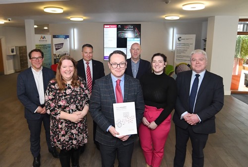 Mark Tock (centre) and the UWSP team with colleagues from Warwickshire County Council