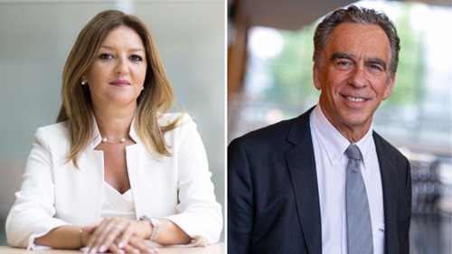Incoming and outgoing president Lamiae Benmakhlouf and Jean-François Balducchi